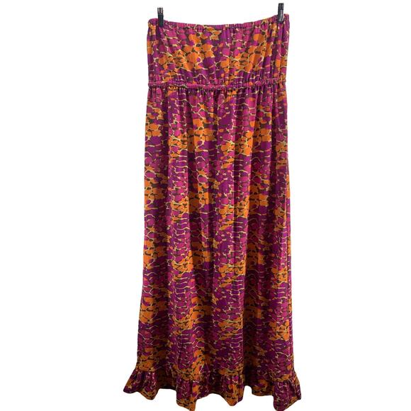 Capelli New York Pink & Orange Strapless Midi Dress Women's Size Large - Picture 3 of 4